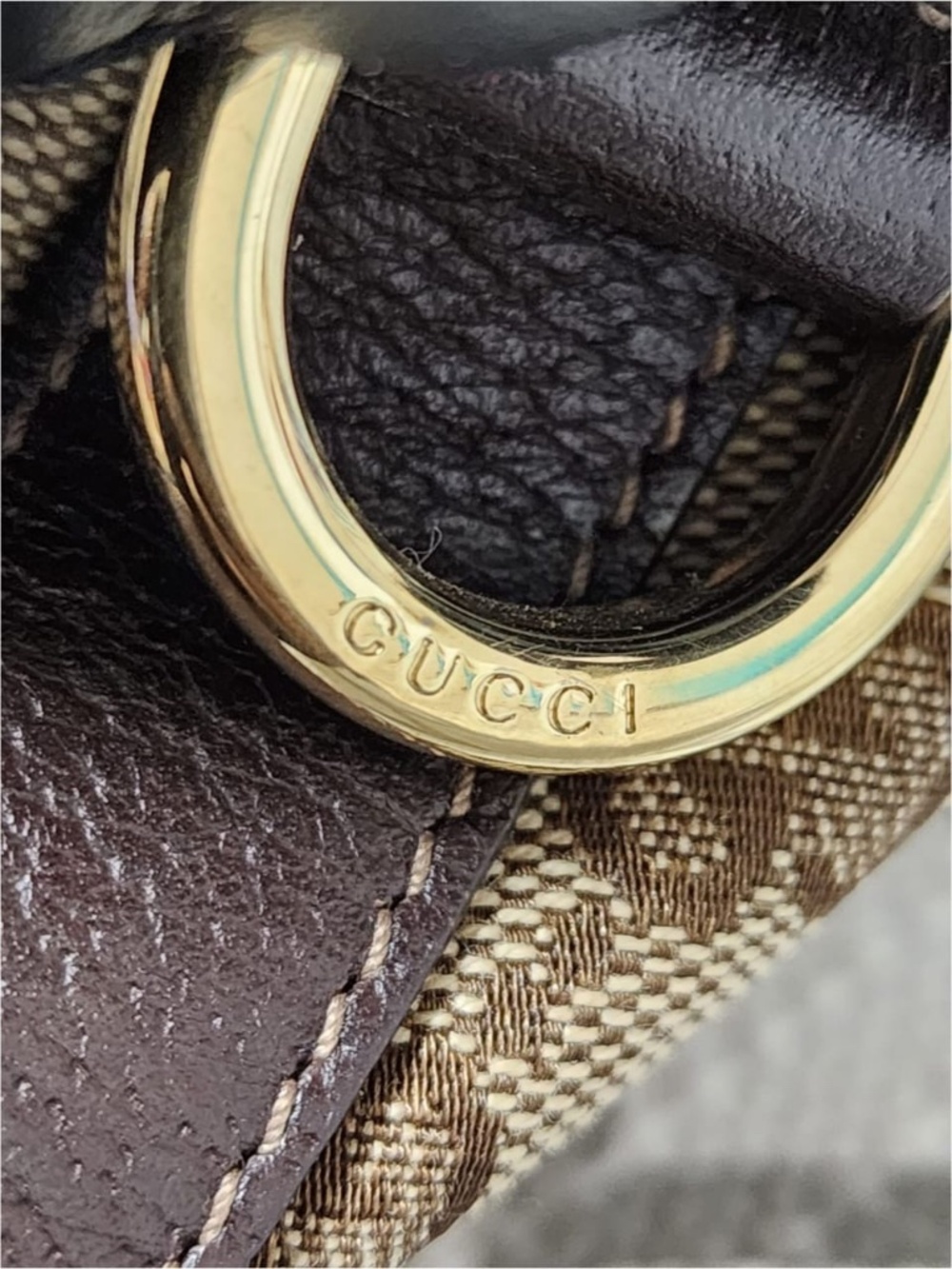Authentic Gucci GG Canvas Abbey Tote Beige/Chocolate Brown - Picture 5 of 14